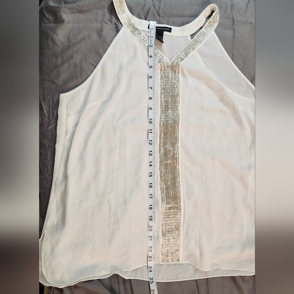 INC International Concepts White and Silver Halter Top - Picture 3 of 4